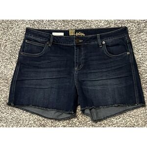 KUT From The Kloth Shorts Womens 14 Blue Gerri Fray Denim Cutoff Stretch Raw Hem